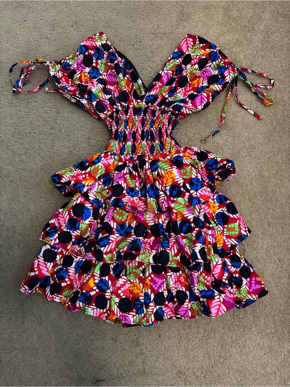 Colorful Floral Ruffled Sundress - Picture 2 of 4